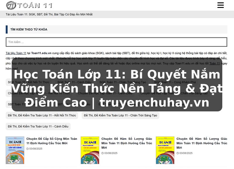 Truyện Tranh Học Toán Lớp 11: Bí Quyết Nắm Vững Kiến Thức Nền Tảng & Đạt Điểm Cao | truyenchuhay.org