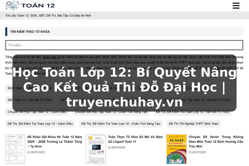 Truyện Tranh Học Toán Lớp 12: Bí Quyết Nâng Cao Kết Quả Thi Đỗ Đại Học | truyenchuhay.org