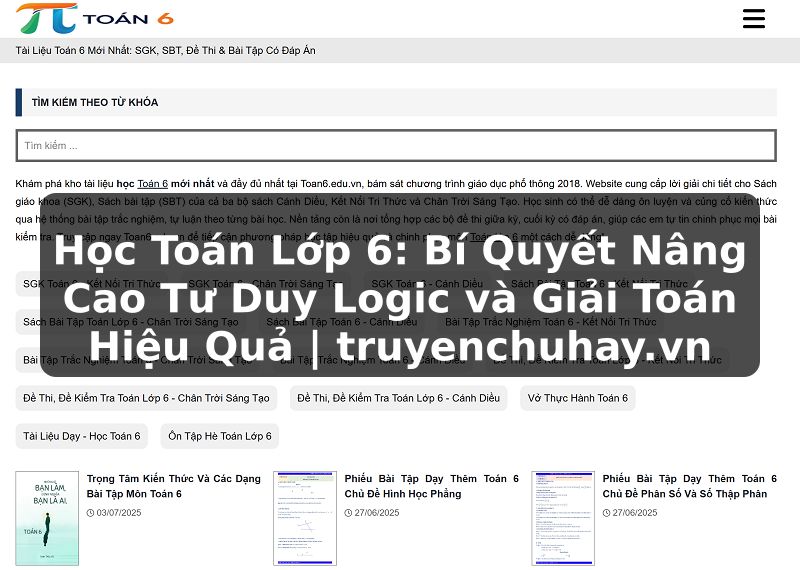 Truyện Tranh Học Toán Lớp 6: Bí Quyết Nâng Cao Tư Duy Logic và Giải Toán Hiệu Quả | truyenchuhay.org