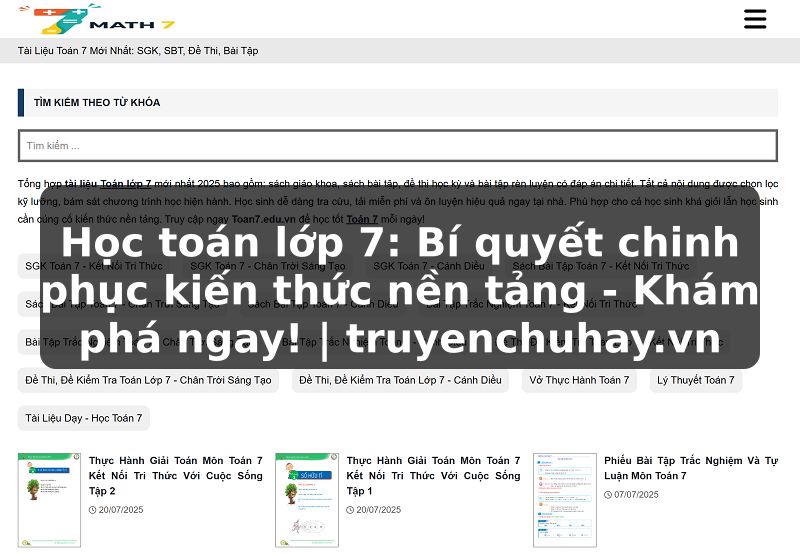 Truyện Tranh Học toán lớp 7: Bí quyết chinh phục kiến thức nền tảng - Khám phá ngay! | truyenchuhay.org