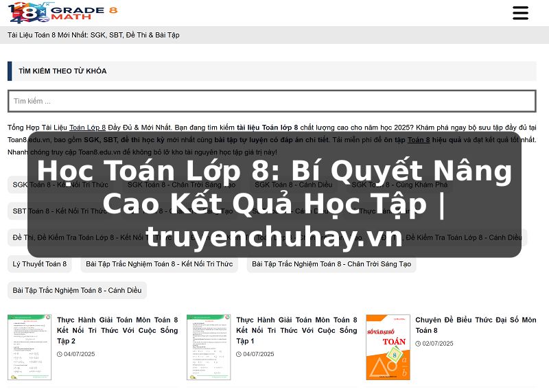 Truyện Tranh Học Toán Lớp 8: Bí Quyết Nâng Cao Kết Quả Học Tập | truyenchuhay.org